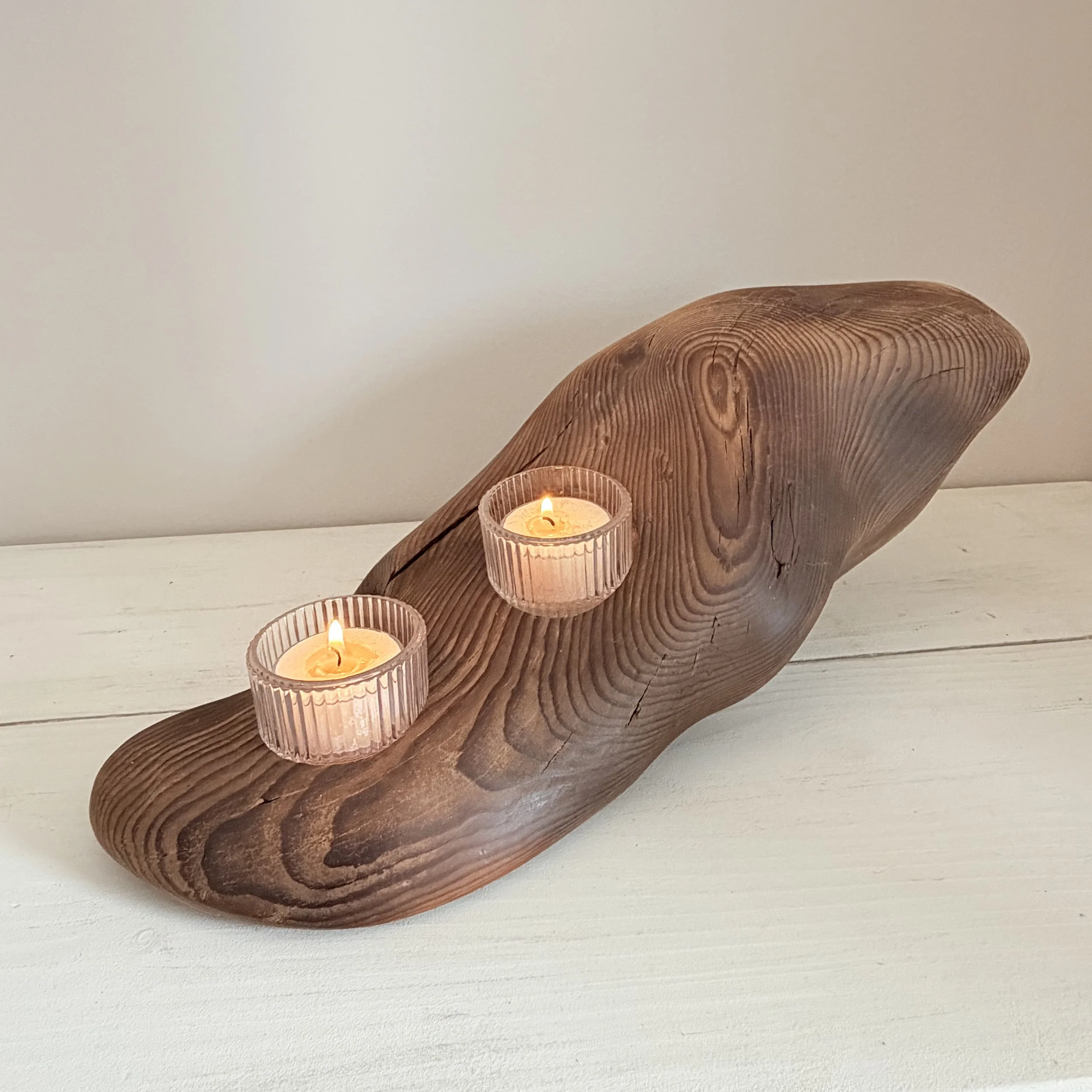 Two-Candle Sculptural Driftwood Holder