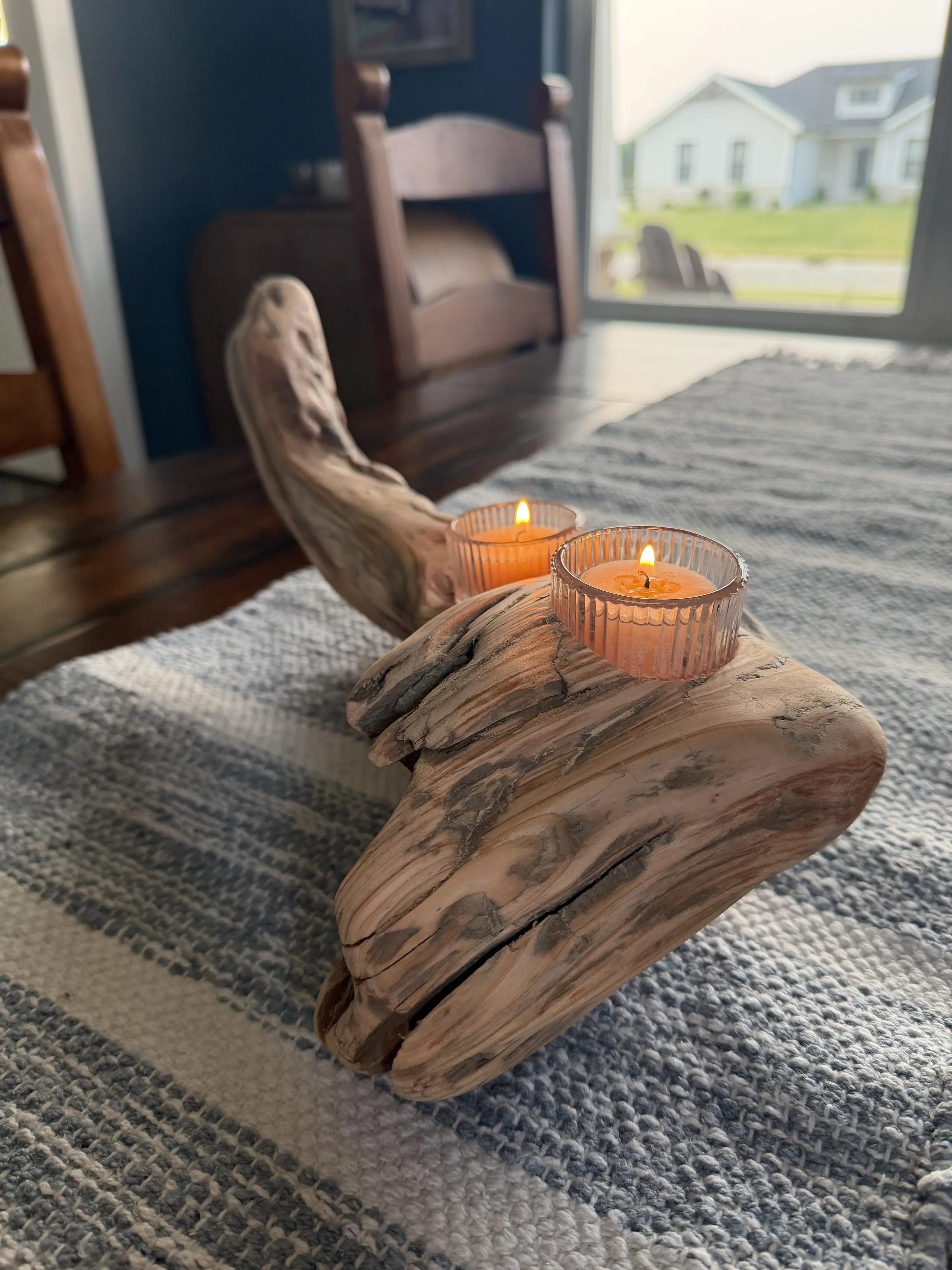 Two-Candle Sculptural Driftwood Holder