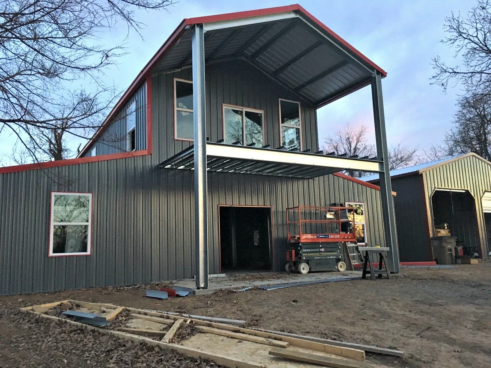 Cold Formed House in progress with detached toy barn.