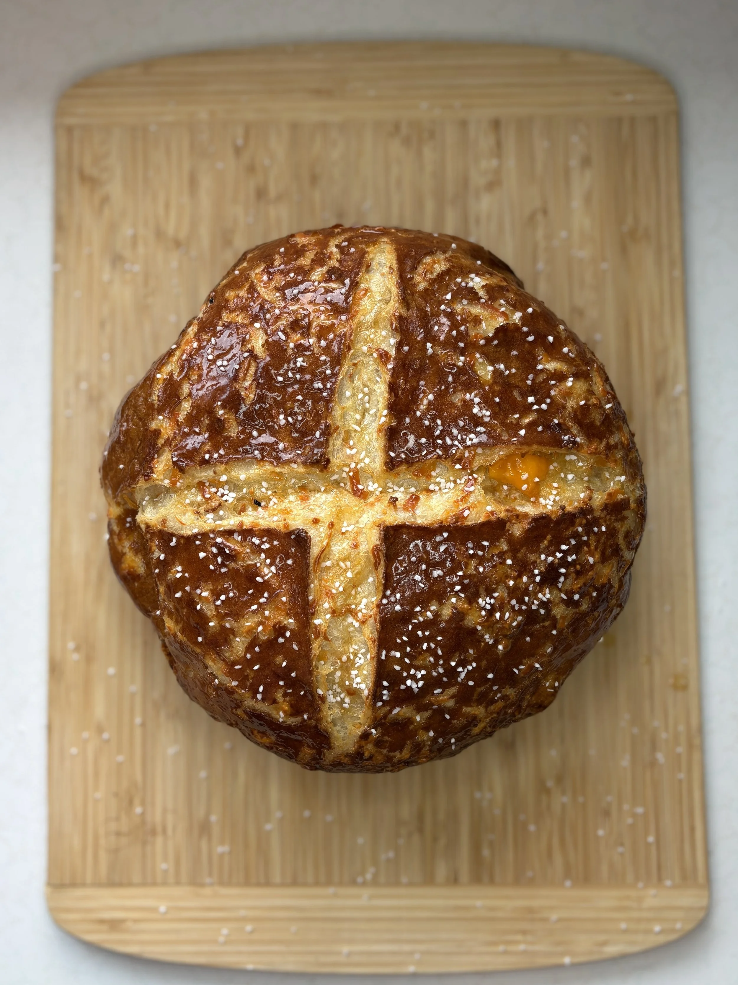 cheddar pretzel sourdough
