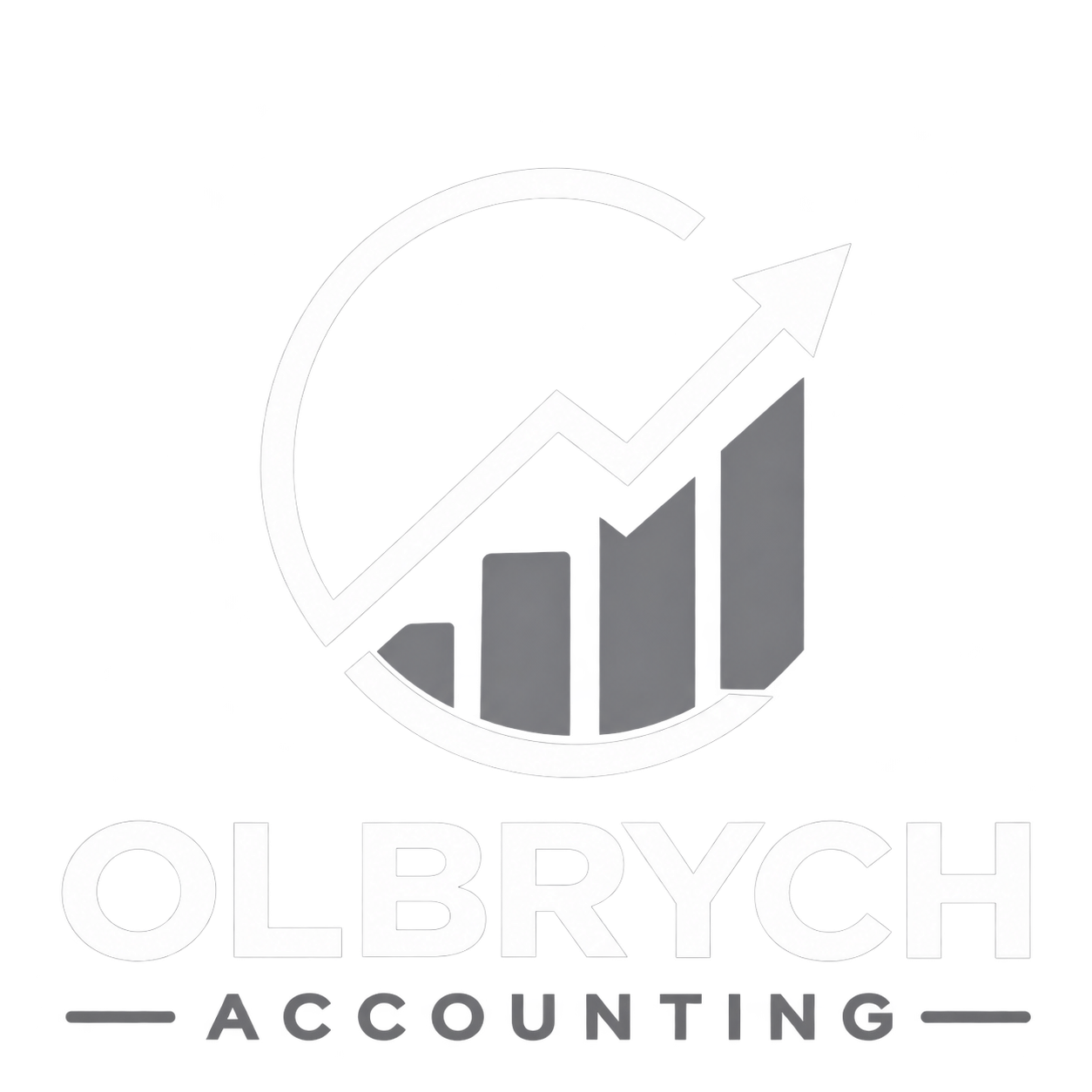 Logo of Olbrych Accounting with a stylized upward arrow and bar chart symbol.