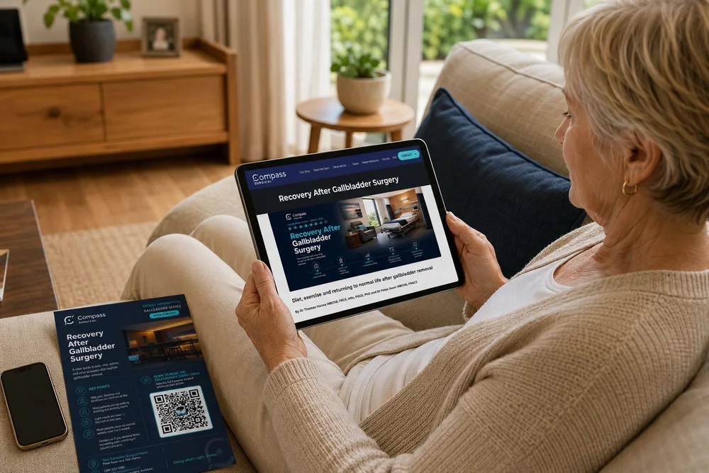 Patient at home using information provided by their healthcare service