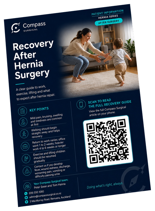 Compass Surgical hernia recovery A5 patient handout