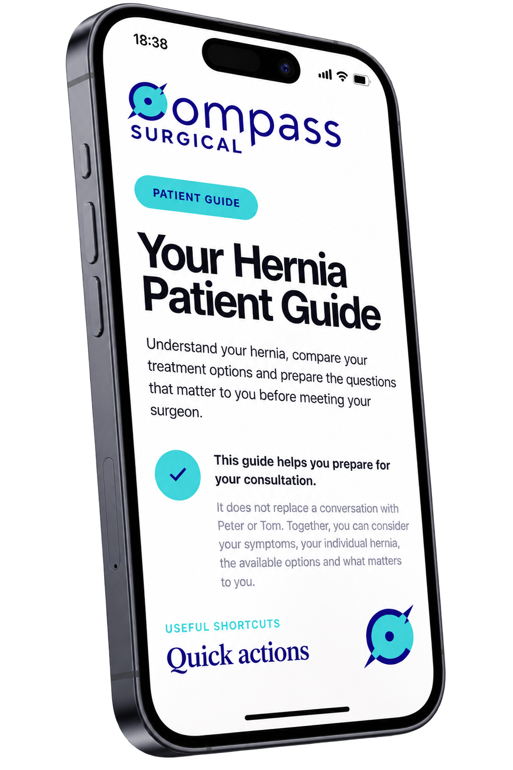 Loupa hernia patient pathway displayed on an iPhone