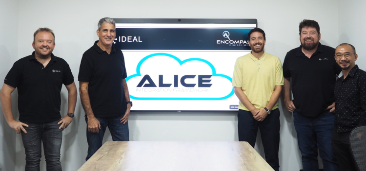 Ideal-Encompass Team Photo (left to right): Han van 't Zand, Senior Project Manager Cloud &amp; Broadcast Systems, Ideal Systems, Mark Wardle, VP Engineering &amp; Operations, APAC at Encompass, Marc Bruce, Managing Director, APAC at Encompass, Fint…