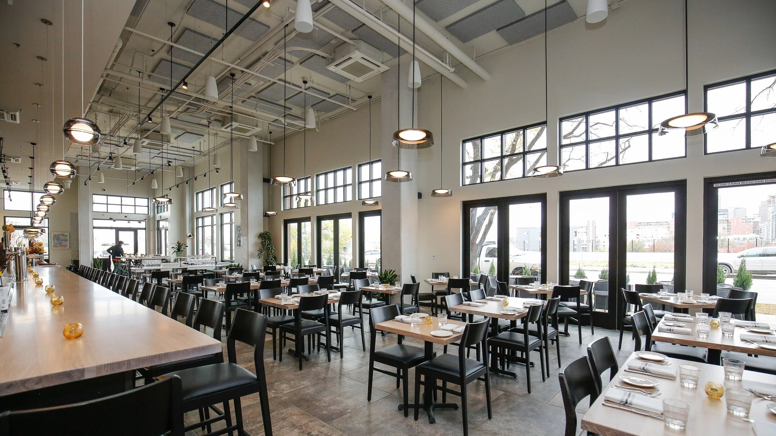 Sonance Professional Series Pendant Speakers in a restaurant