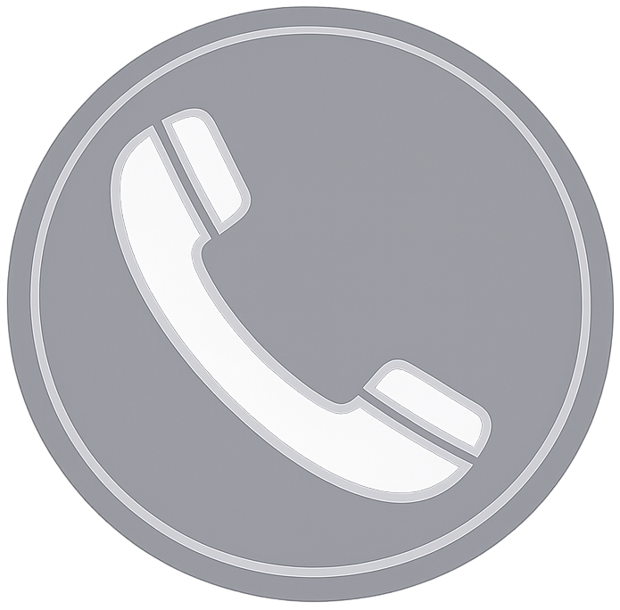 Close-up of a circular button with a telephone receiver icon, representing a phone call or communication feature.