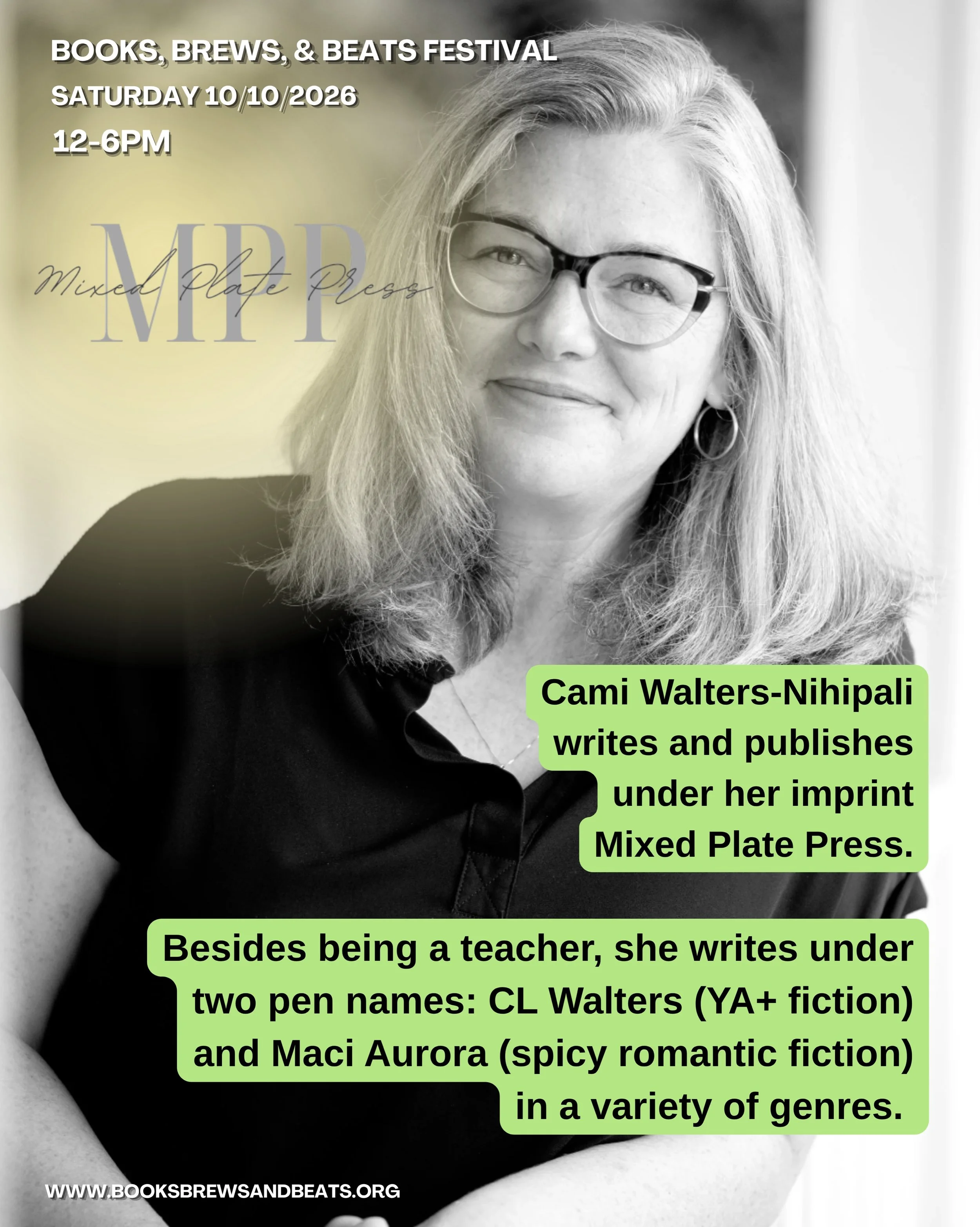 In addition to the curated book exchange, there will also be authors with books of their own, available for purchase. We are so excited to dive into the works of Cami @cl.walters TOMORROW at @books_brews_beats 🫶🏽 

Visit www.MixedPlatePress.com for