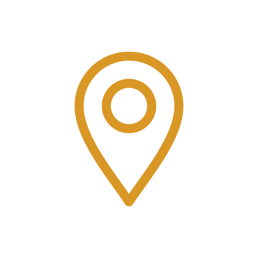 Gold location marker icon on a black background.