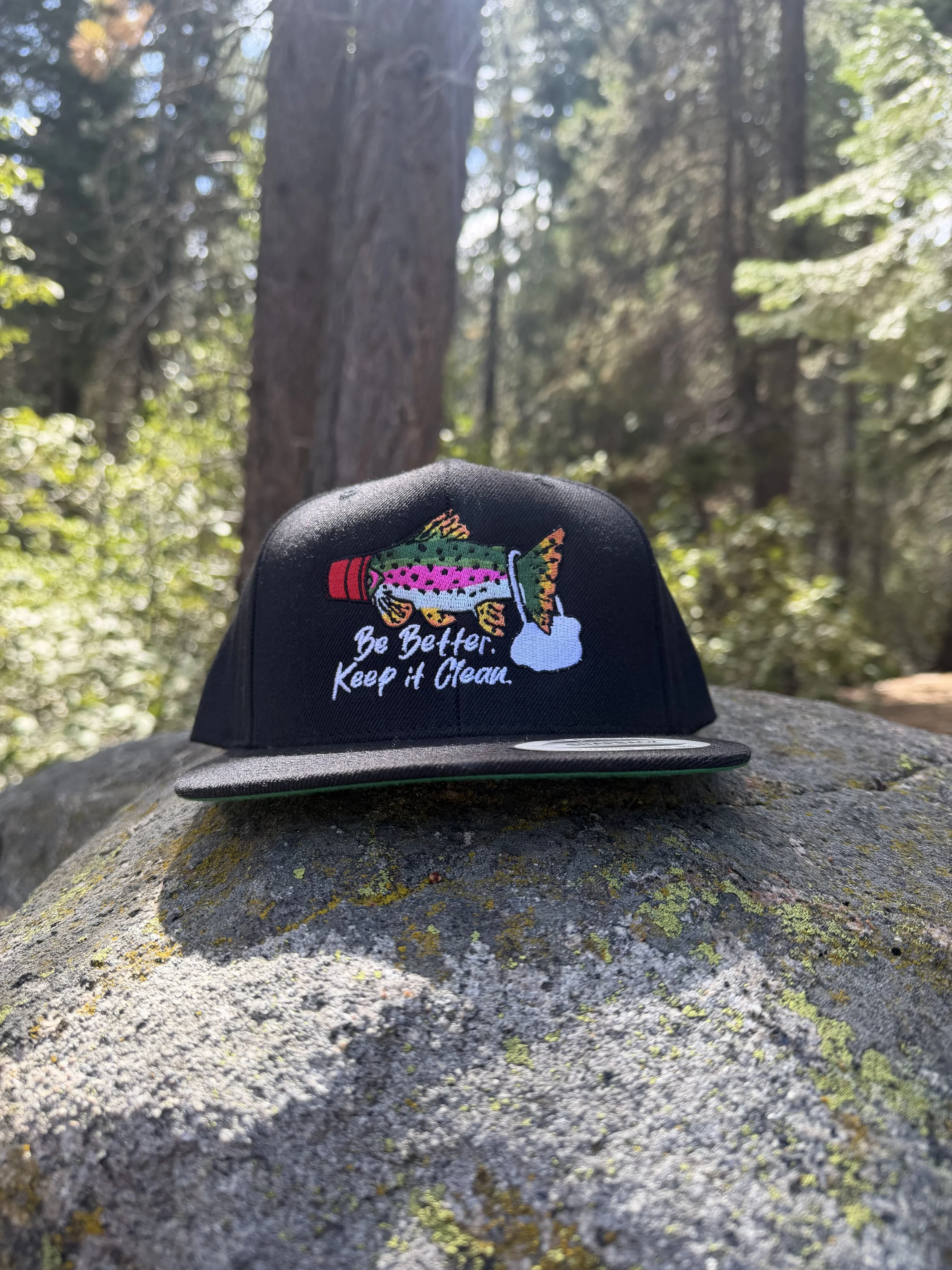 Trucker Hat - Black - Trout Big Logo