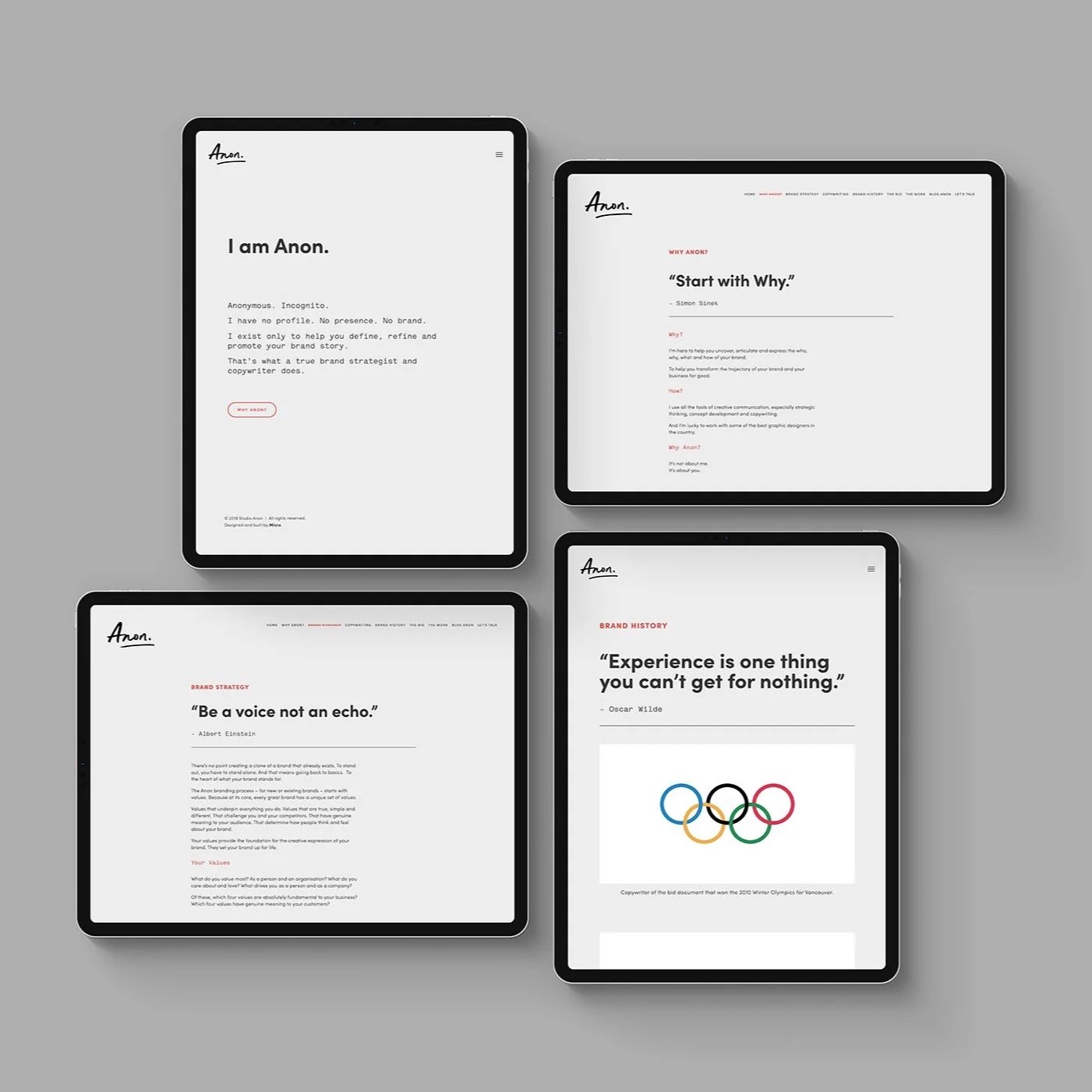 Anon website  development — a branding project by Domenic Minieri