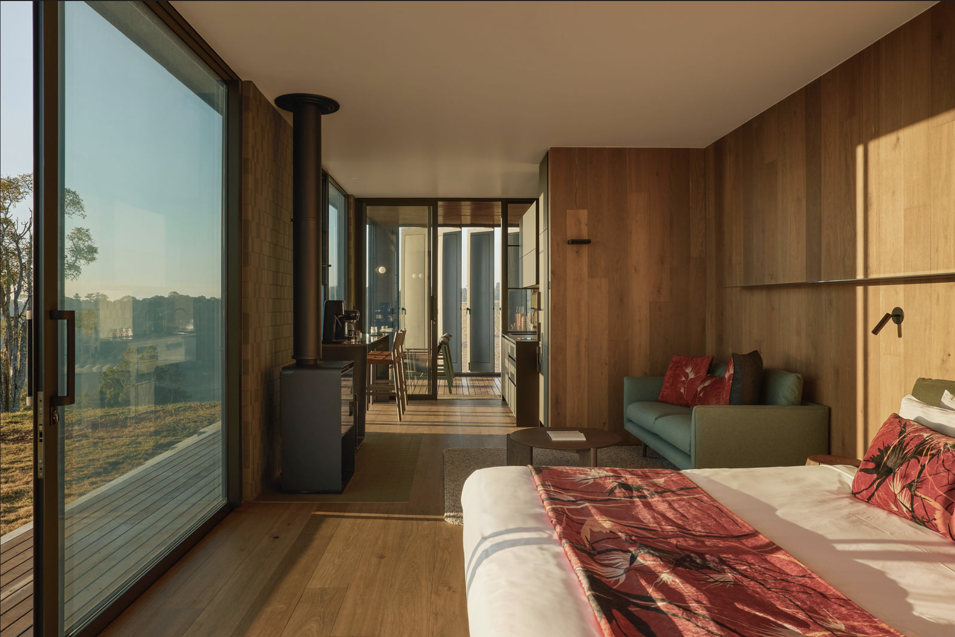 Interior of Pat’s Farm in the Gold Coast Hinterland, designed by Tim Stewart Architects and built by Valdemar