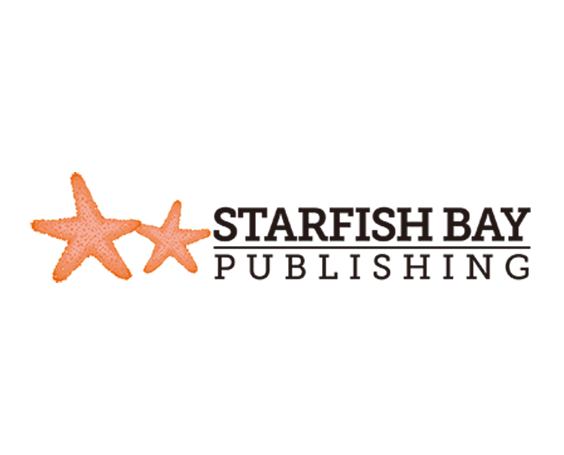 Three orange starfish, with one large and two smaller, alongside a black rectangular shape