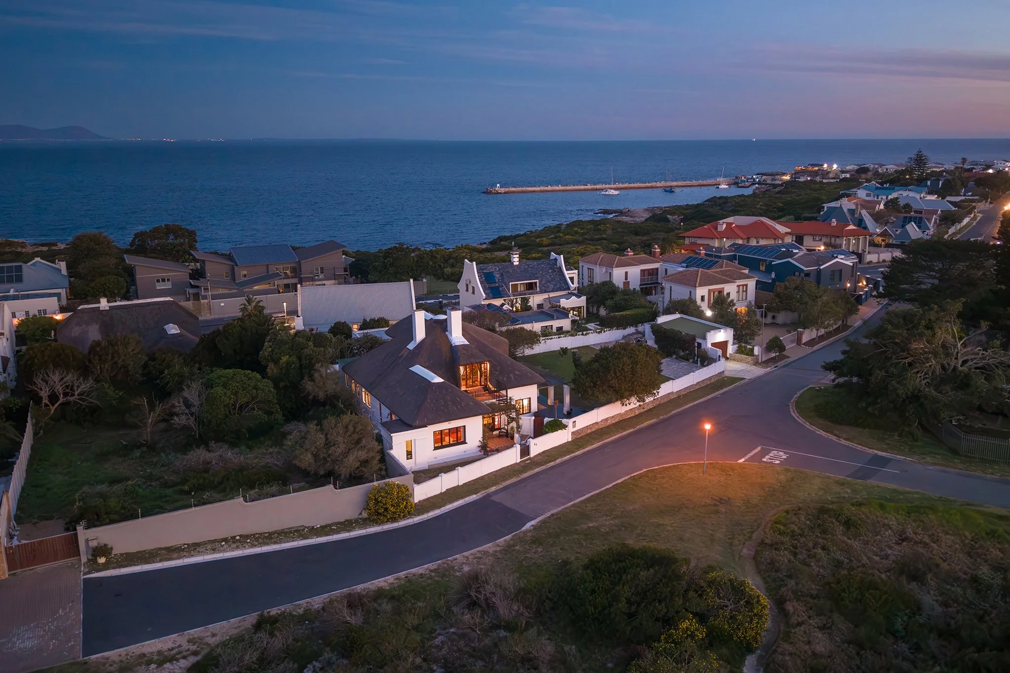 Tranquil evening vistas extending toward the new harbour waters.