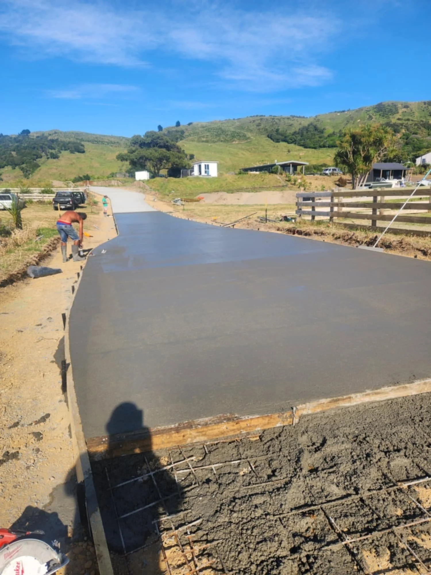 I Dig It concrete driveway construction on rural Hawke's Bay property