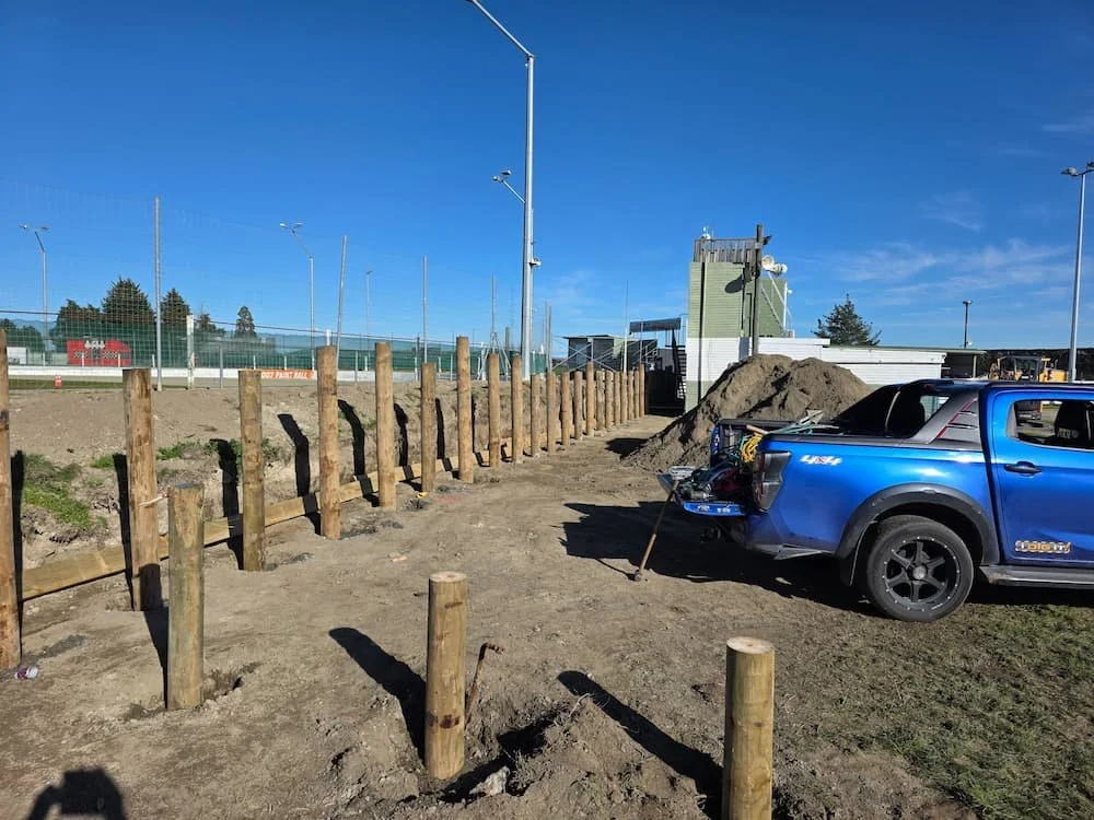 I Dig It fence post hole boring and installation at Hastings speedway track