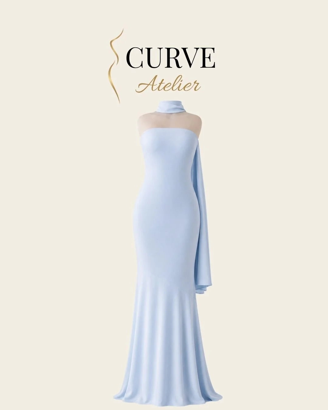 Baby Blue Strapless with Scarf
