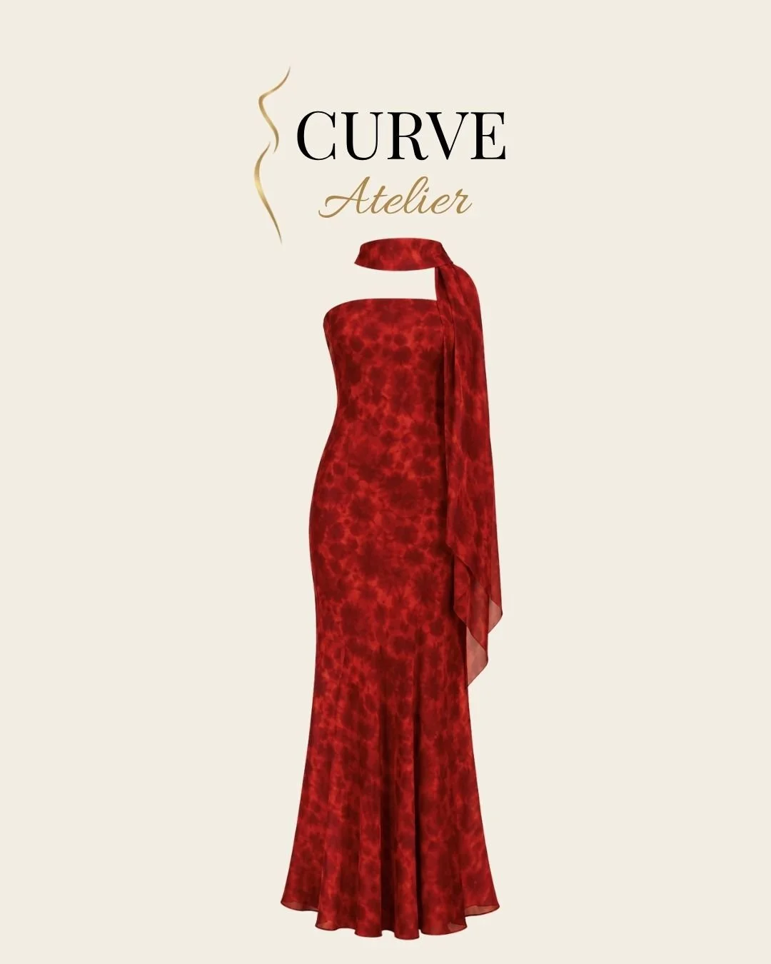 Red Floral Strapless Maxi