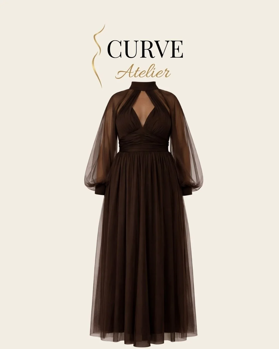 Brown Tulle Removable Sleeve