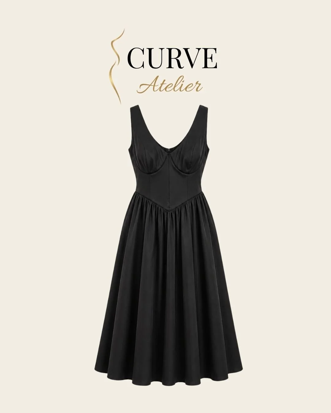Corset Midi Dress Black