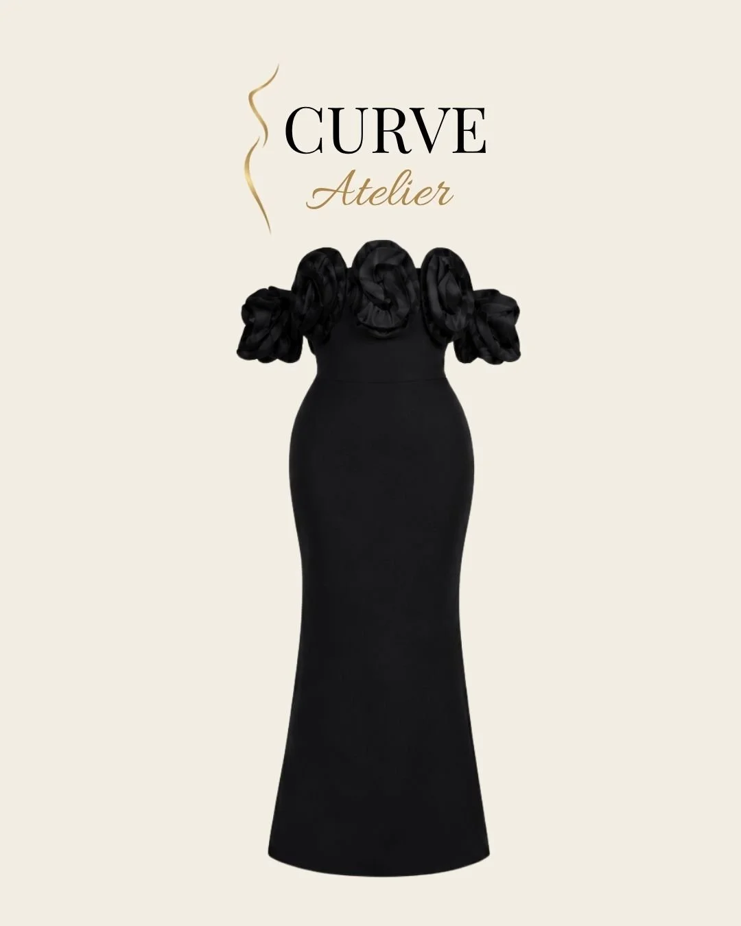 Floral Detail Off the Shoulder Gown