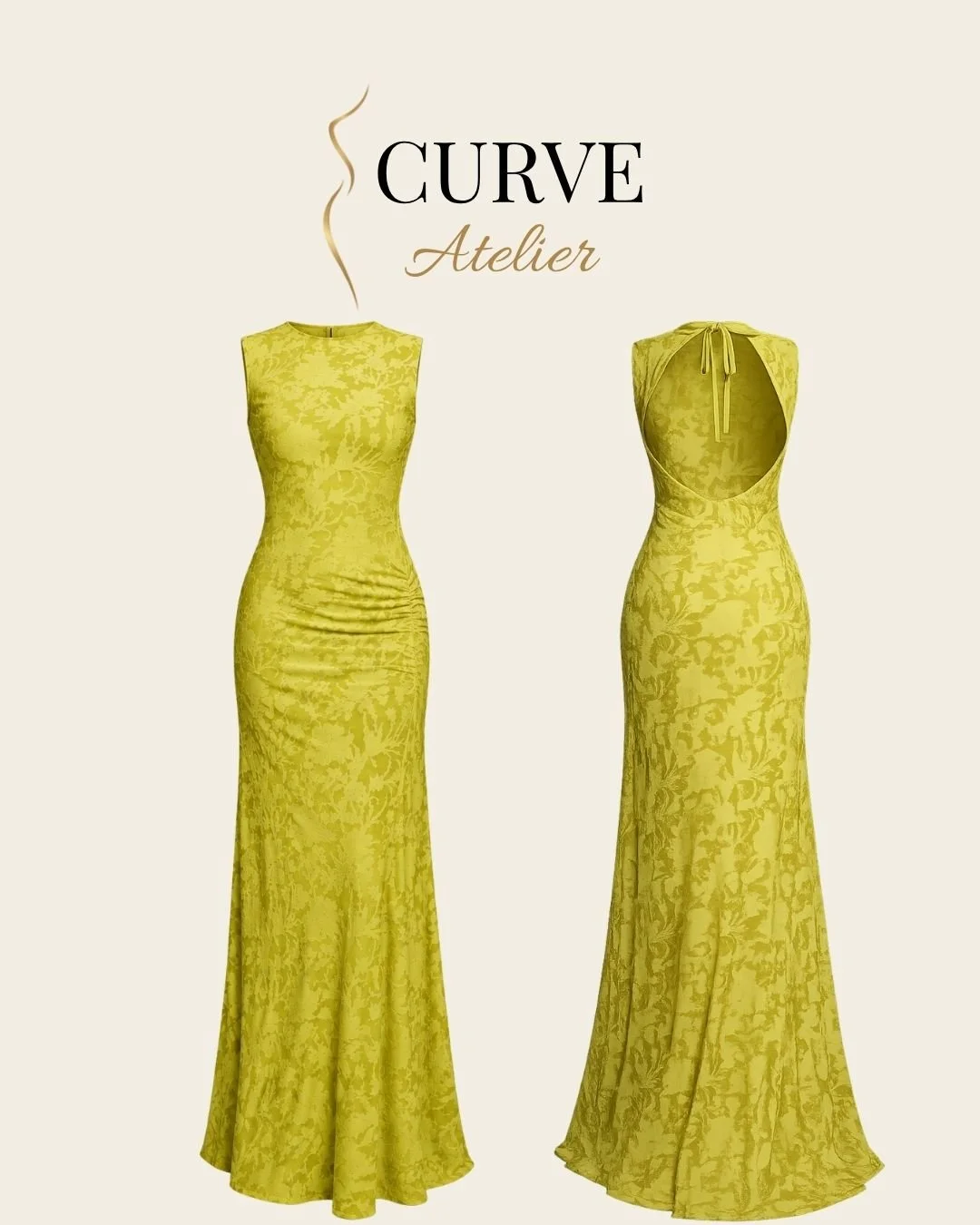 Yellow Floral Detail Maxi Dress