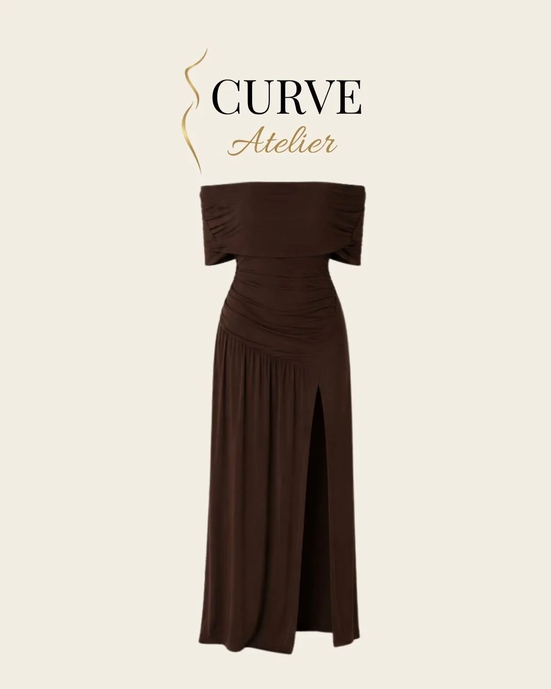 Brown Rushed Maxi Dress
