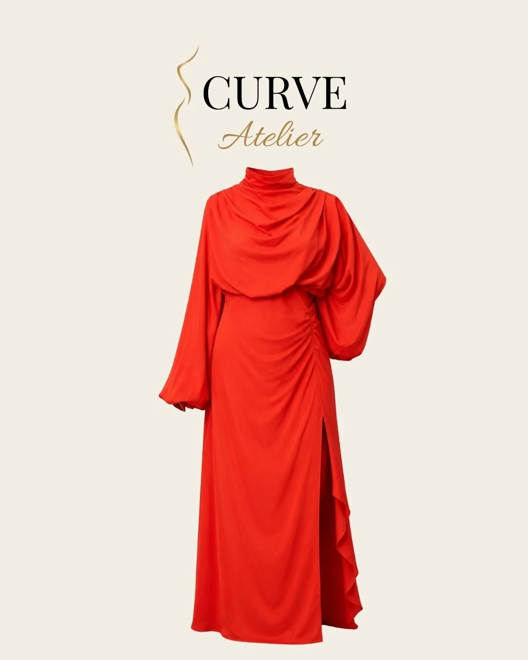 Red Draped Midi Dress