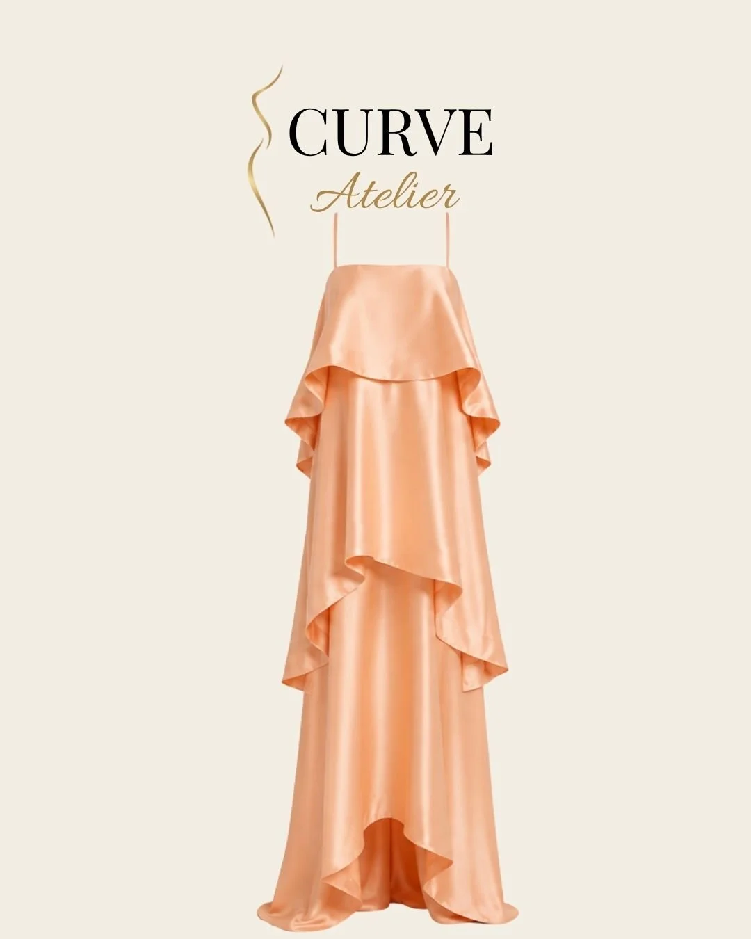 Tiered Satin Peach Gown