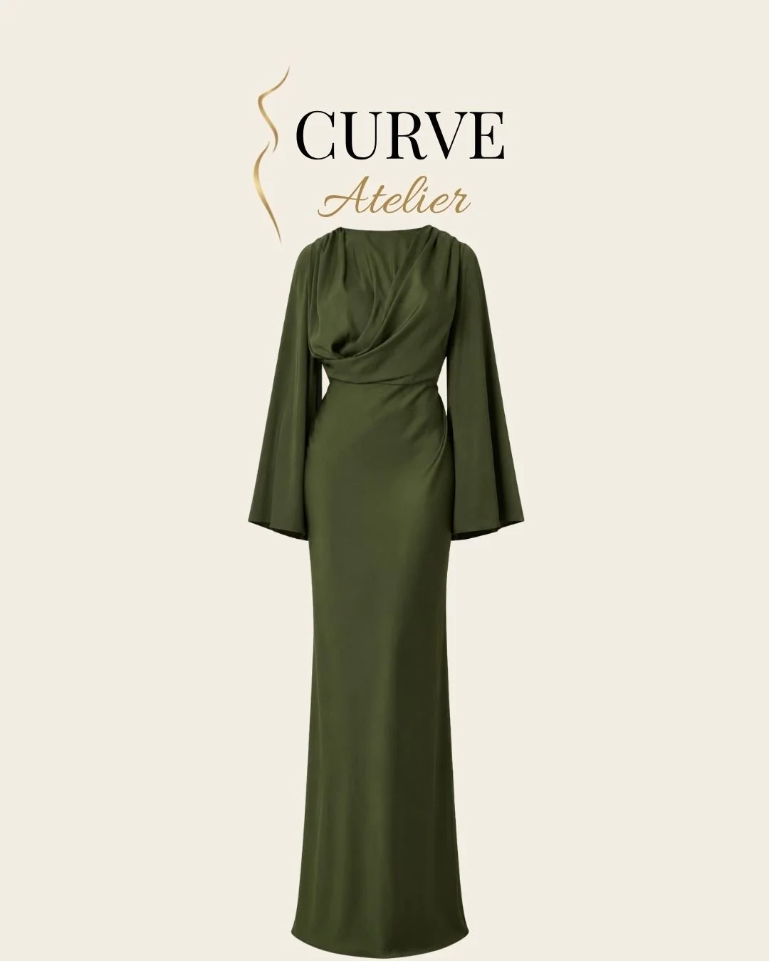 Olive Drape Sleeve Gown