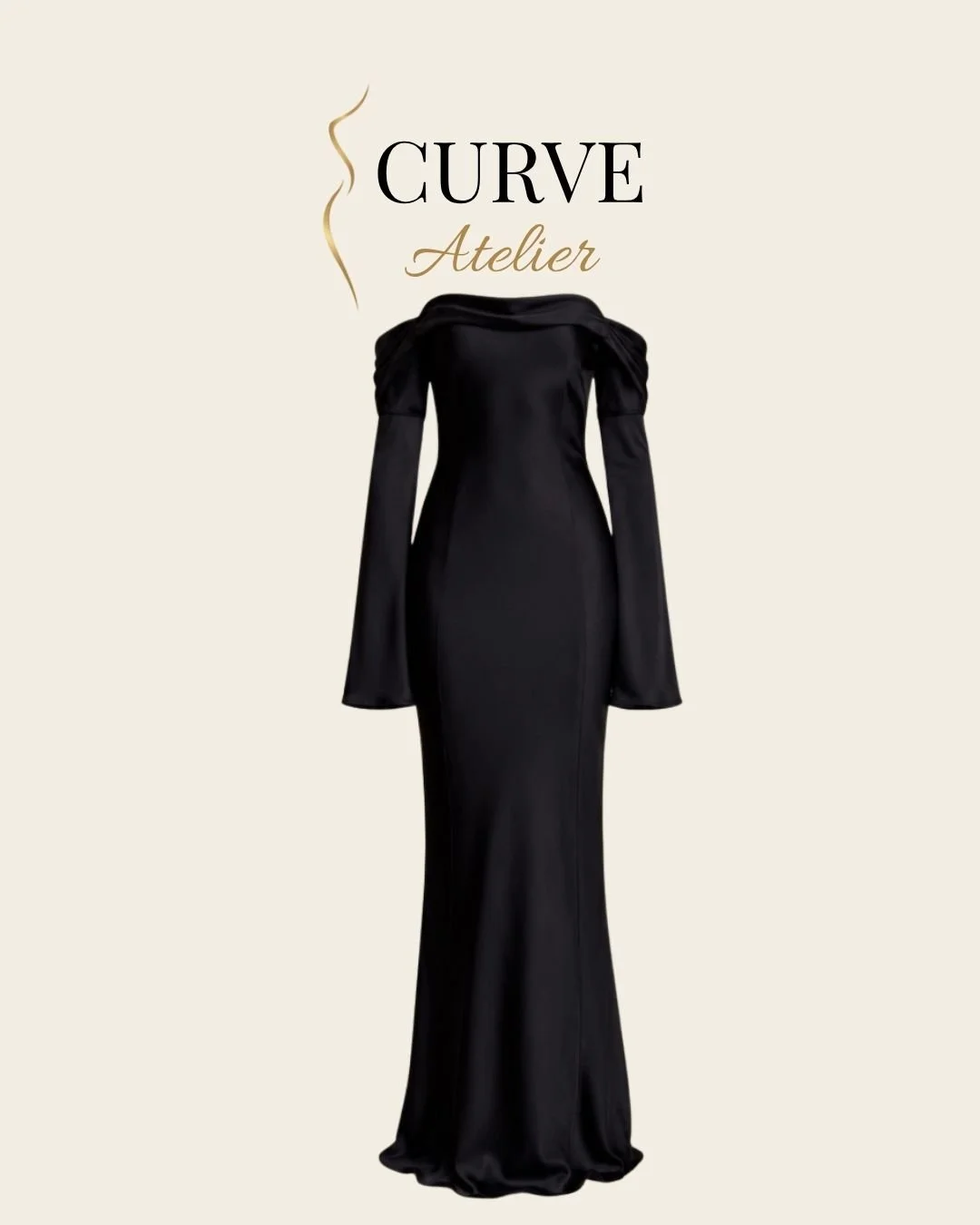 Black Satin Off the Shoulder