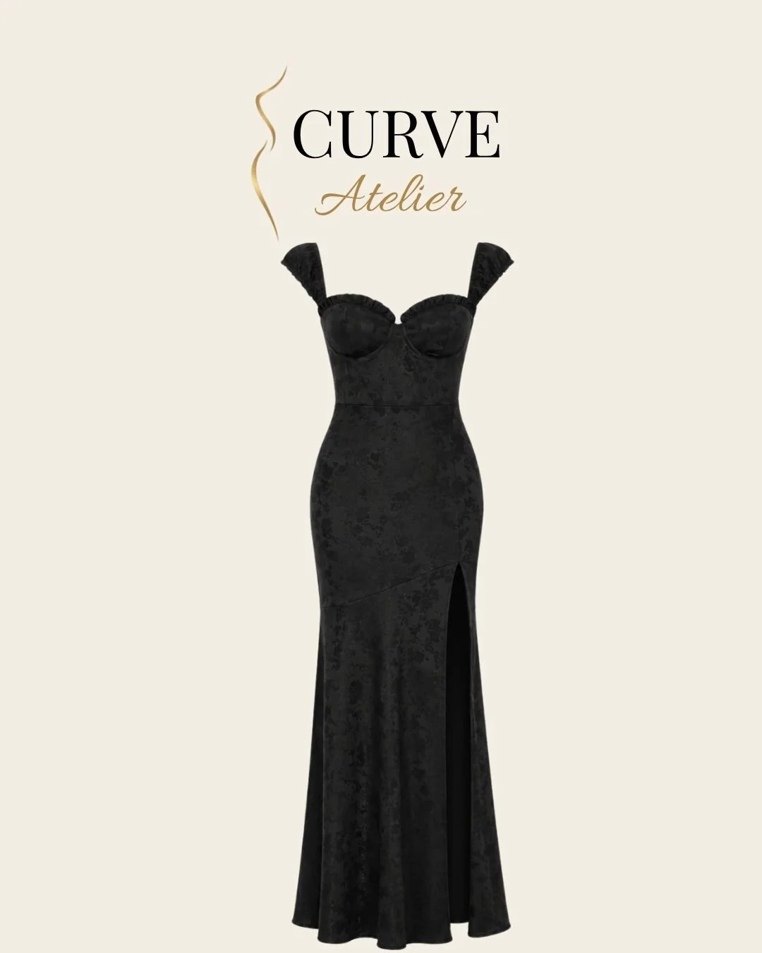 Capped Sleeve Black Floral Midi Dress