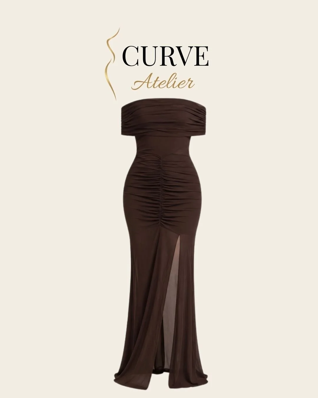 Off the Shoulder Brown Maxi Dress