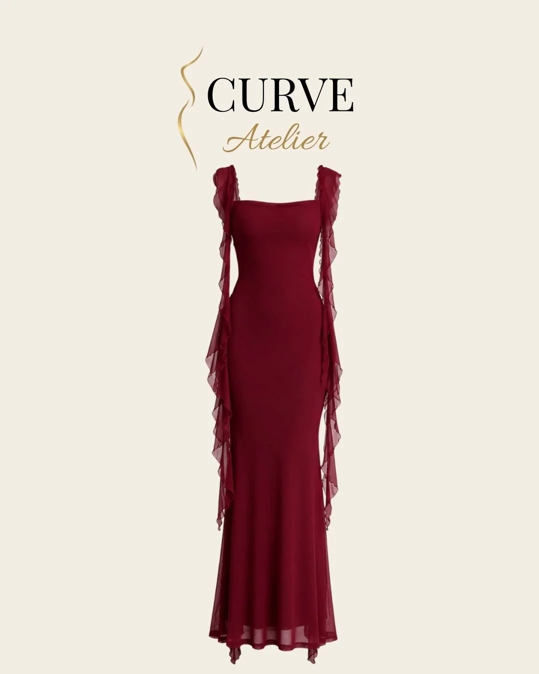 Wine Ruffled Dress