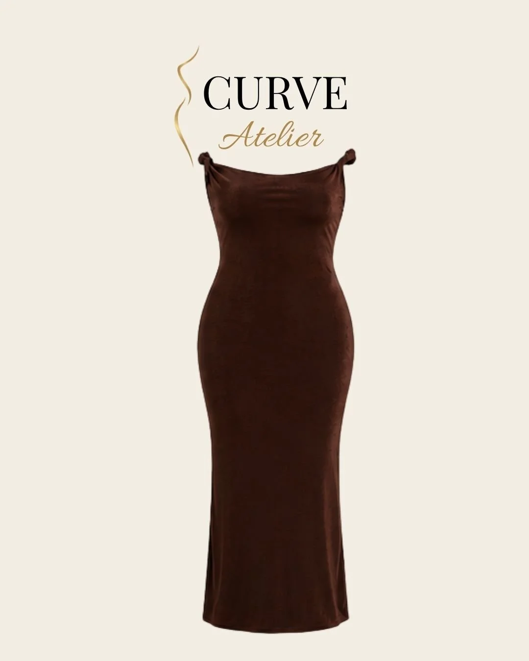Twist Off Shoulder Brown Dress