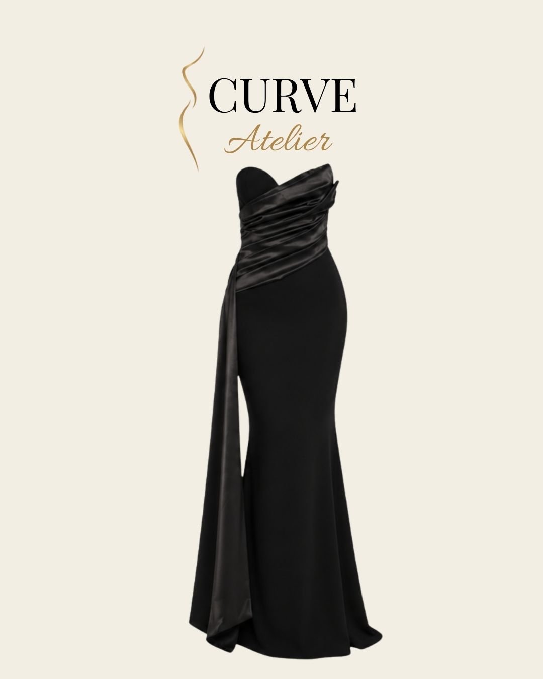 Satin Strapless Drape Gown