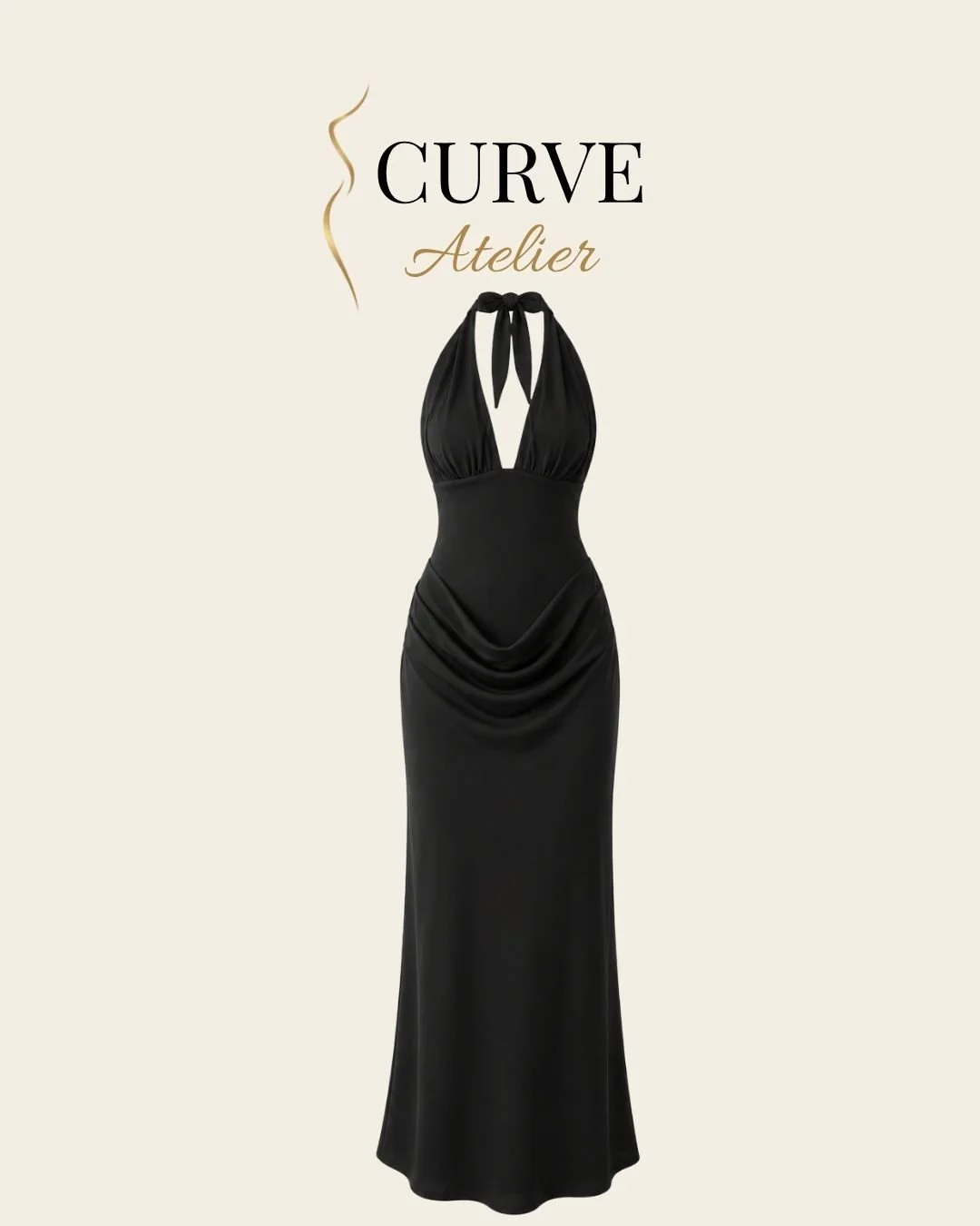 Scoop Waist Halter Neck Maxi