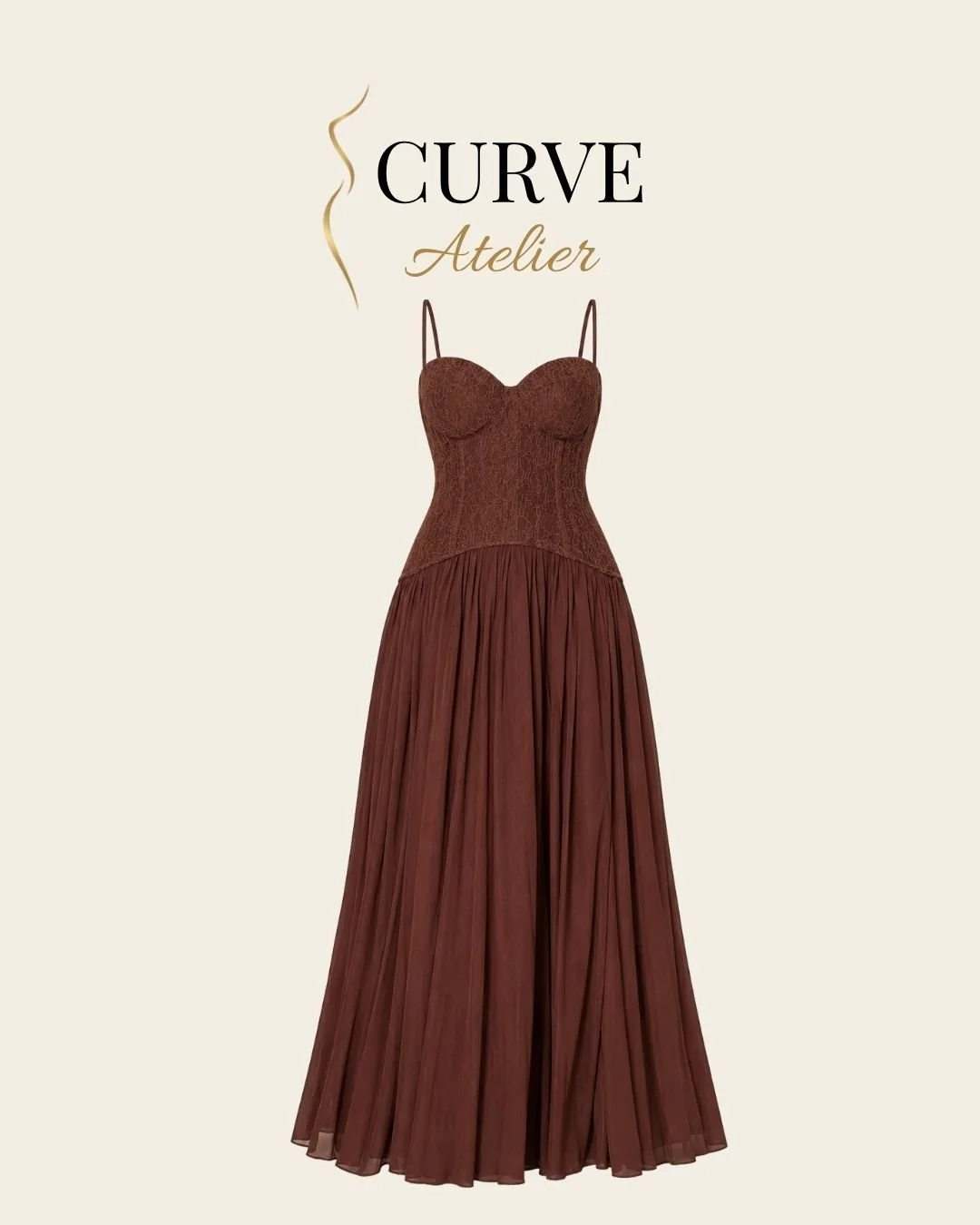 Brown Detailed Corset Gown