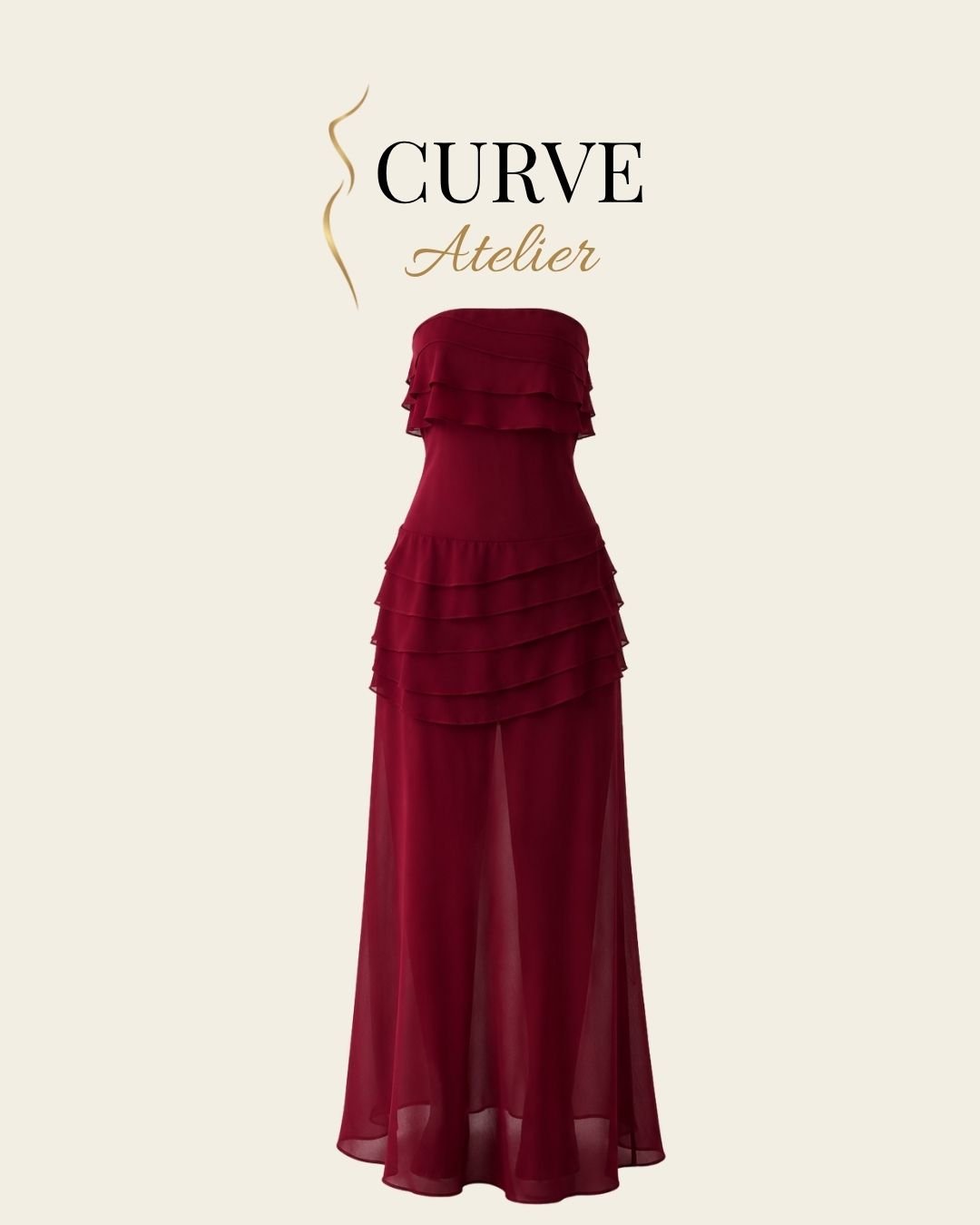 Cherry Red Ruffed Strapless
