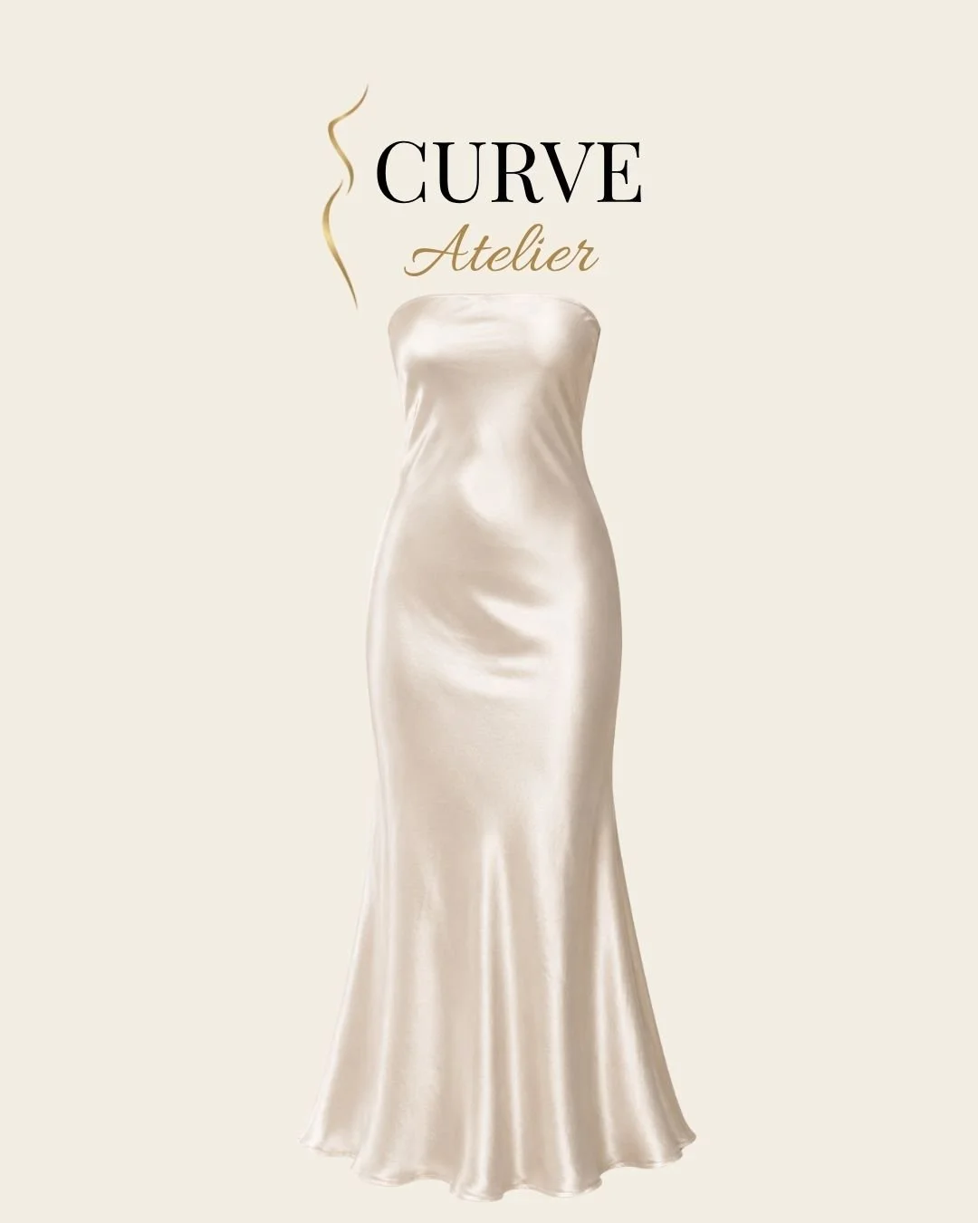 Satin Cream Strapless Dress