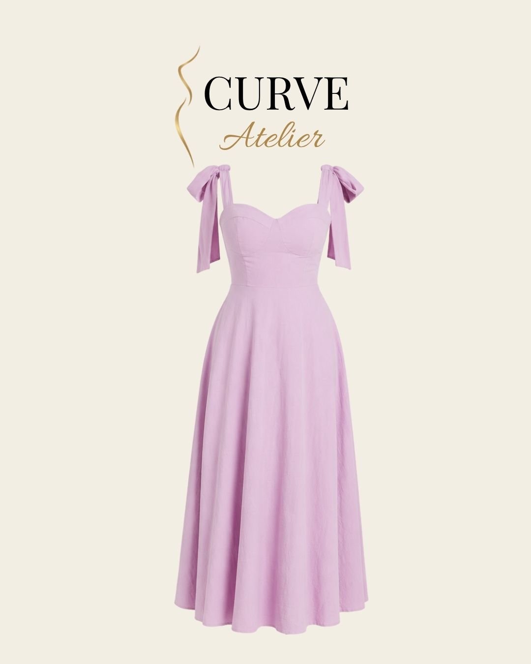 Lilac Bow Sleeve Midi Dress