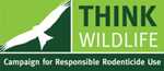 Green banner with the text 'THINK WILDLIFE' and the subtitle 'Campaign for Responsible Raccoonide Use'.