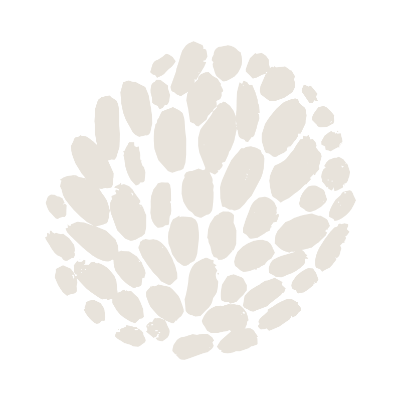 White organic grains or seeds arranged in a circular pattern on a black background.