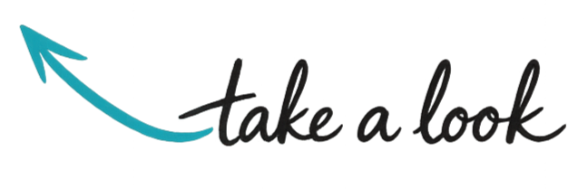 A stylized graphic of a whale with the phrase 'take a look' written underneath.