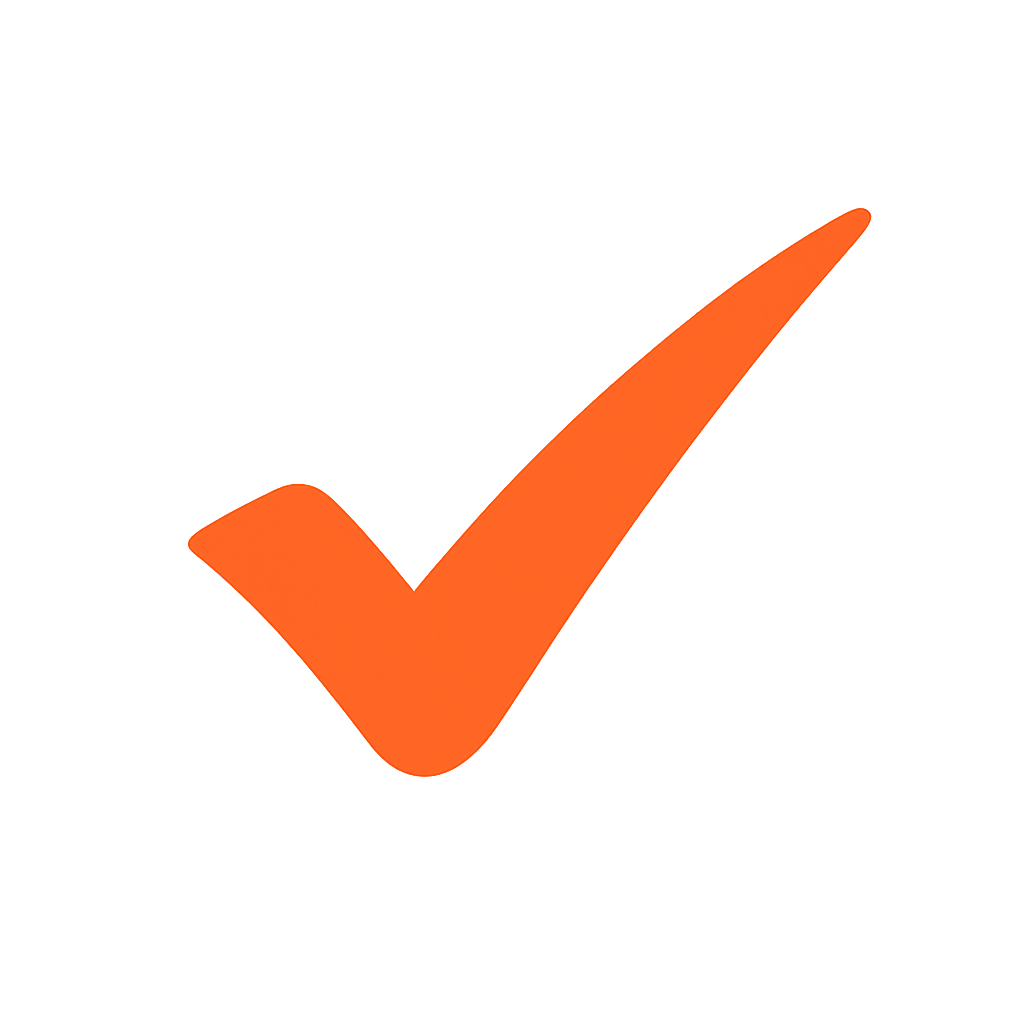 Orange check mark symbol.
