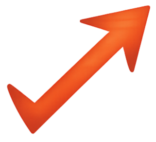 Red 3D upward arrow with a checkmark on its tail, pointing to the top right corner.