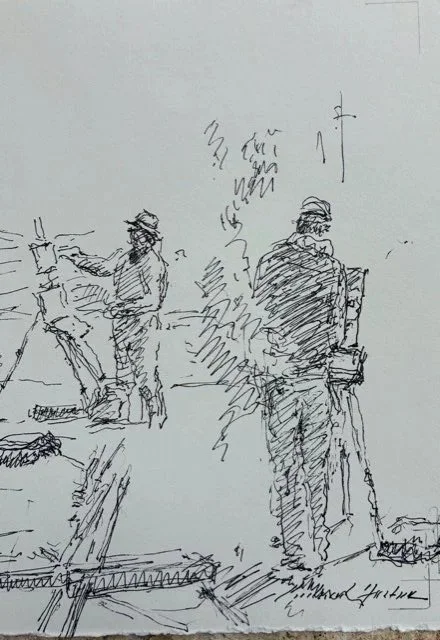 Richard Foster - Luke Martineau and Charles Church, Aswan - Pen Drawing - 18cm x 25cm - £395