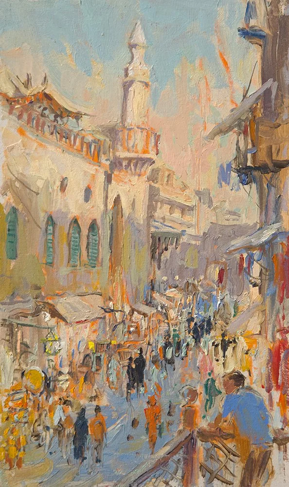 Tim Scott Bolton - Islamic Cairo from Riad de Charme - Oil - 30cm x 20cm - £500