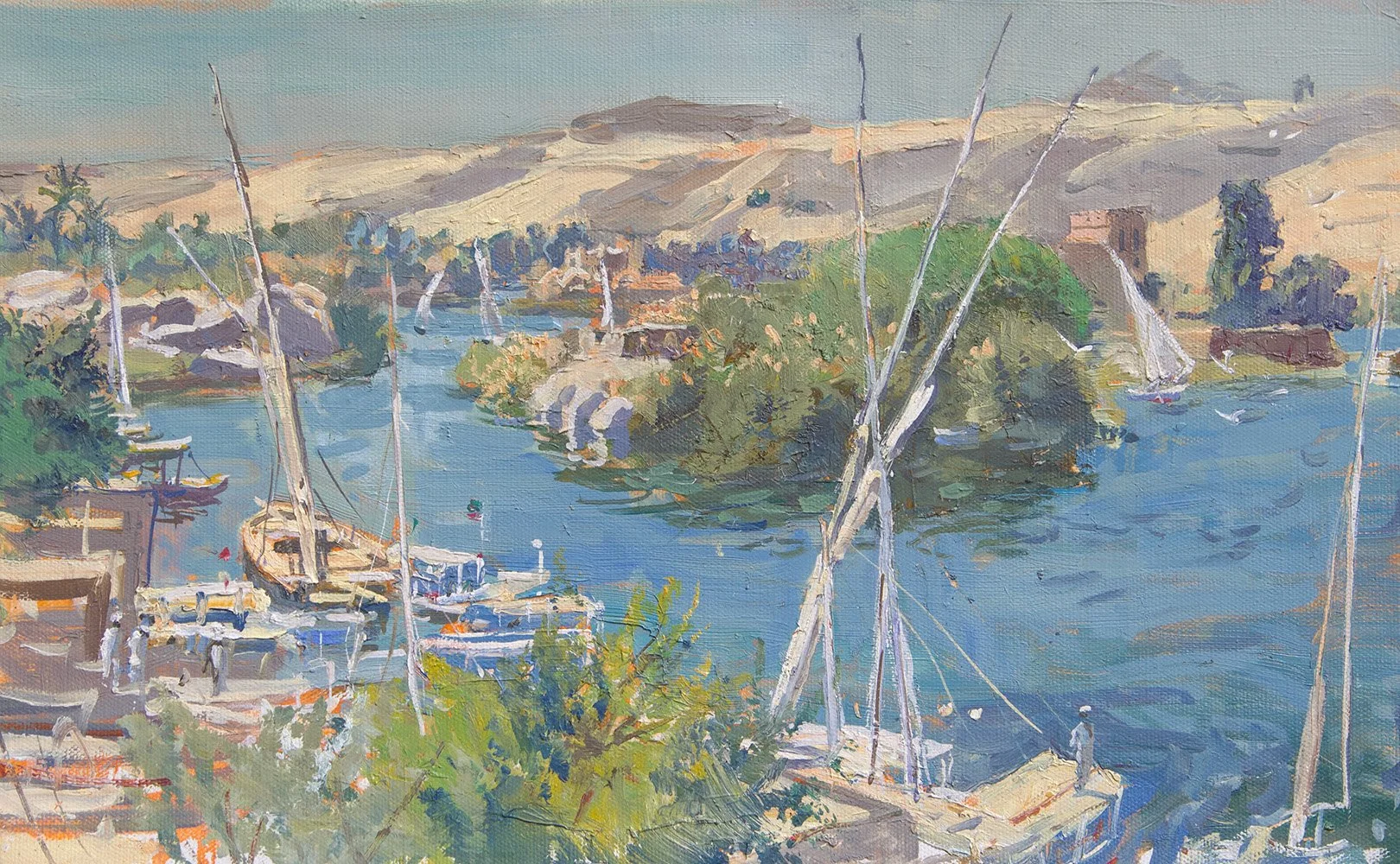 Aswan Elephantine Island - Oil - 28cm x 48cm - £800