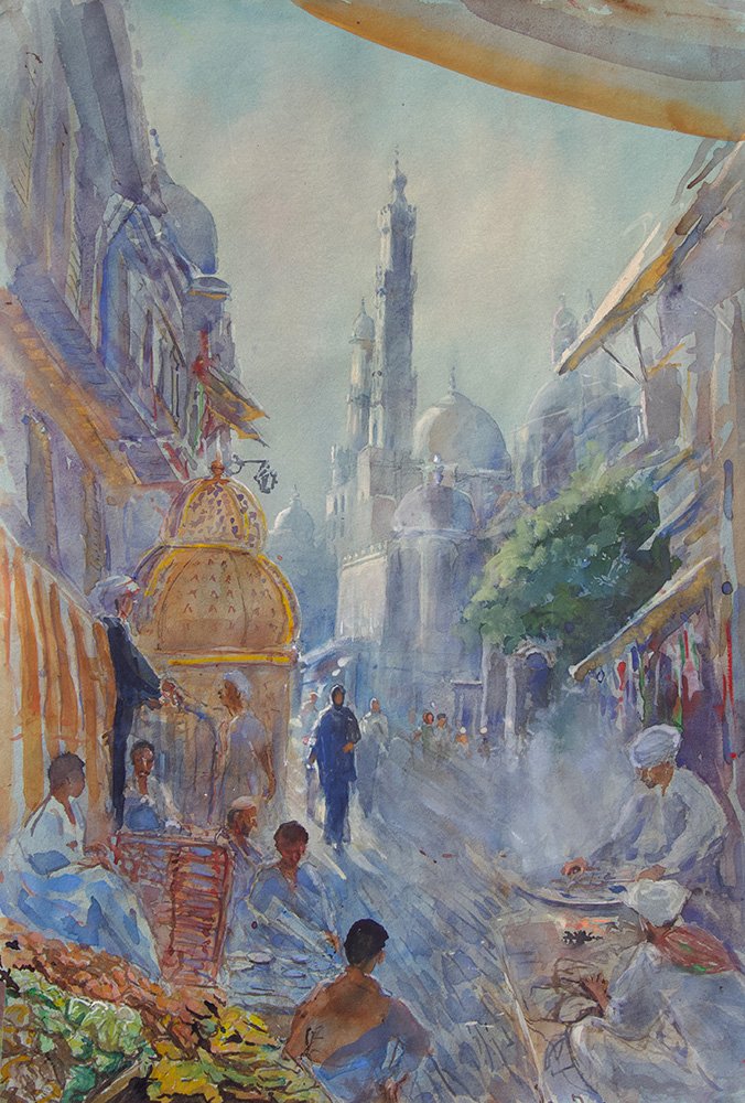 Tim Scott Bolton - Islamic Cairo - Watercolour - 50cm x 30cm - £900